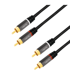 Audio 2x cinch 1.50m Premium 28AWG,goud,Logilink
