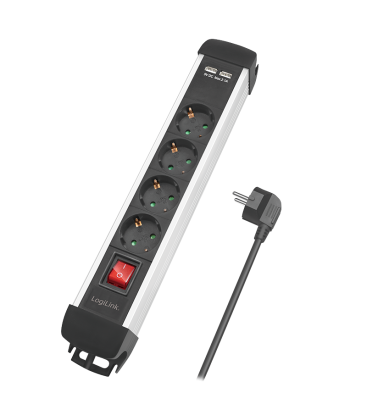 Stekkerdoos 4-voudig / 2x USB-A / 1,5m / Zwart /LogiLink