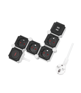 Stekkerdoos 5-voudig / 2x USB-A / 1,5m / Zw-Wi /LogiLink