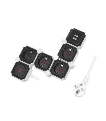 Stekkerdoos 5-voudig / 2x USB-A / 1,5m / Zw-Wi /LogiLink