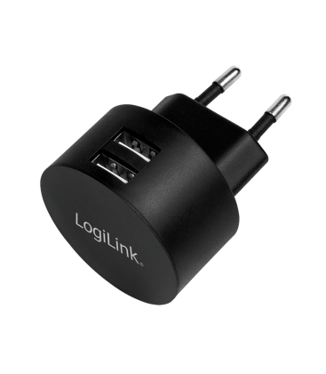 Lader 230V 2xUSB-A 10,5W LogiLink Zwart
