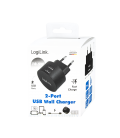 Lader 230V 2xUSB-A 10,5W LogiLink Zwart