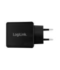 Lader 230V 2xUSB-A 12W LogiLink Zwart