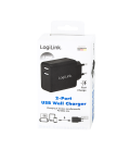Lader 230V 2xUSB-A 12W LogiLink Zwart