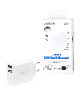 Lader 230V 2xUSB-A 12W LogiLink Wit