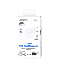 Lader 230V 2xUSB-A 12W LogiLink Wit