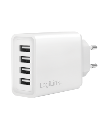Lader 230V 4xUSB-A 24W LogiLink Wit