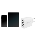Lader 230V 4xUSB-A 24W LogiLink Wit