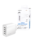 Lader 230V 4xUSB-A 24W LogiLink Wit