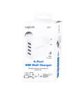 Lader 230V 4xUSB-A 24W LogiLink Wit