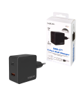 Lader 230V 1xUSB-C 18W+1xUSB-A 18W LogiLink Zwart