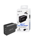 Lader 230V 1xUSB-C 15W+3xUSB-A 12W LogiLink Zwart