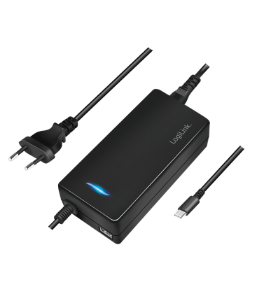 Lader 230V 1xUSB-C 100W+1xUSB-A 12W LogiLink Zwart