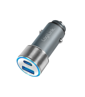 Lader Auto 1xUSB-C 18W + 1xUSB-A 18W LogiLink Zilver