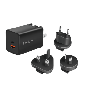 LogiLink Universele Reisadapter 1xUSB-C 30W+1xUSB-A 30W