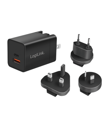 LogiLink Universele Reisadapter 1xUSB-C 30W+1xUSB-A 30W