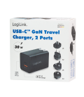 LogiLink Universele Reisadapter 1xUSB-C 30W+1xUSB-A 30W