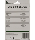 Lader 230V 1xUSB-C 65W Argus PD-2065 Zwart