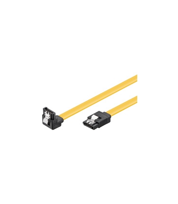 SATA Goobay 0.30m 6GBs 90° hoek met clip Geel
