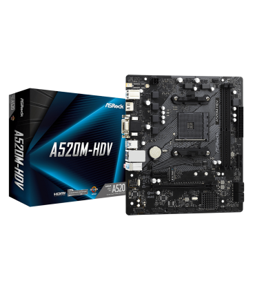 ASRock AM4 A520M-HDV - DDR4/M.2/HDMI/DVI/VGA/µATX