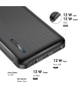 Power Bank 10000mAh LogiLink 1xUSB-C, 2x USB-A Zwart